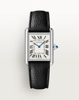 Cartier Santos Large 43.5 mm x 31.4 mm Silver Dial Steel Navy Blue  Leather WSSA0022 - Wrist Boutique