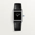 Cartier Tank Must Large Steel Black Lacquered Dial  Leather Strap  WSTA0108