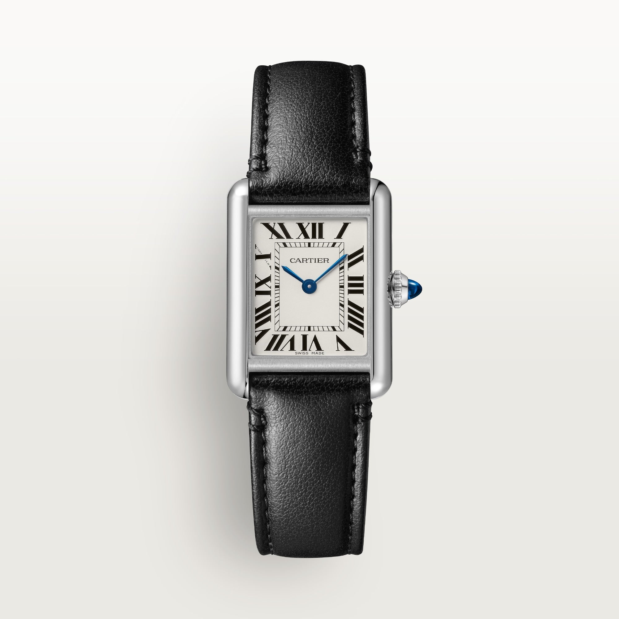Cartier Tank must Small 29.5 mm x 22.0 mm Silver Dial Steel Black Strap WSTA0060 - WATCHXNYC