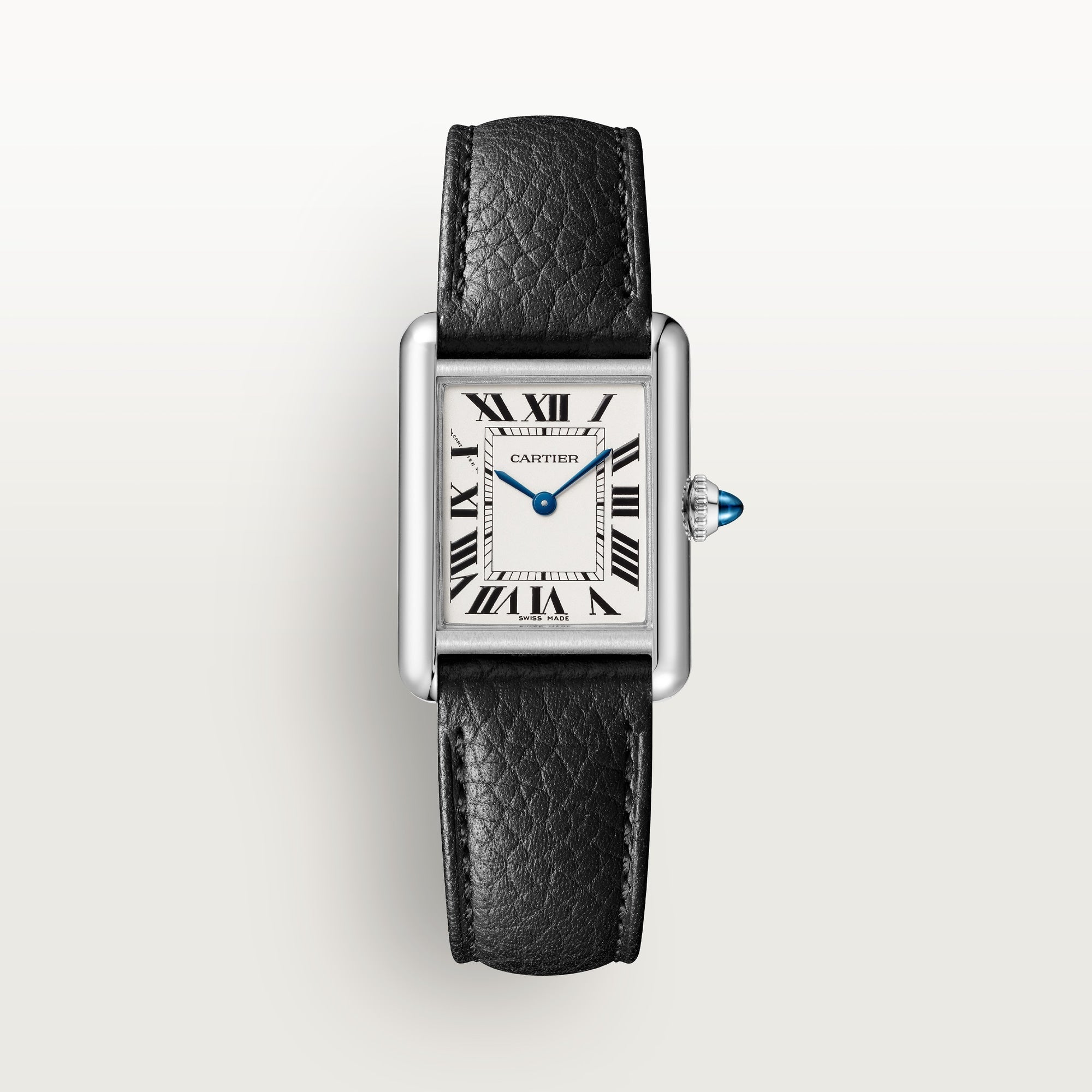 Cartier Tank Must Small 29.5 mm x 22 mm Silver Dial Steel Black  Strap WSTA0110 - WATCHXNYC