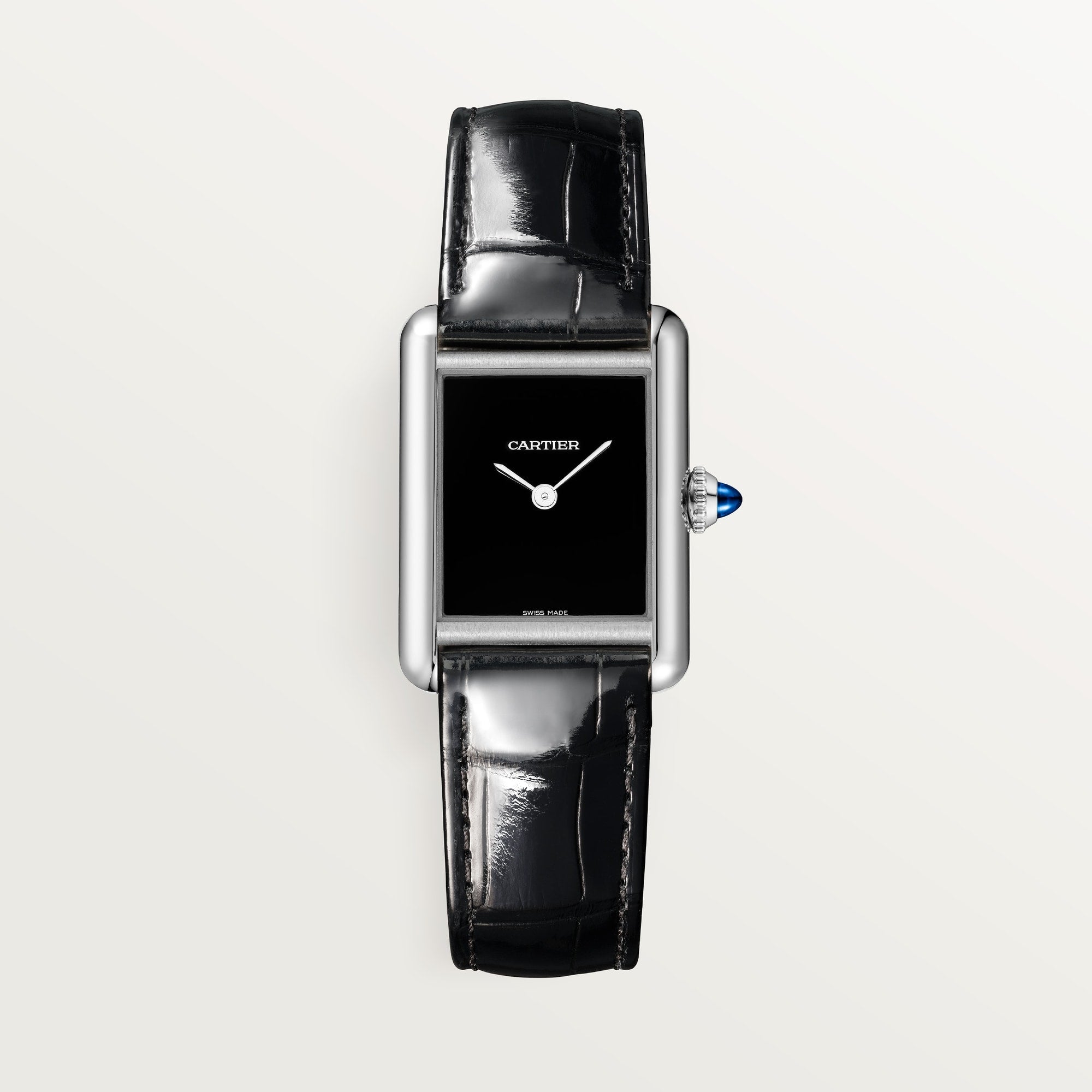 Cartier Tank Must Small 29.5 x 22 mm Black Dial Steel  Leather Strap WSTA0071 - WATCHXNYC