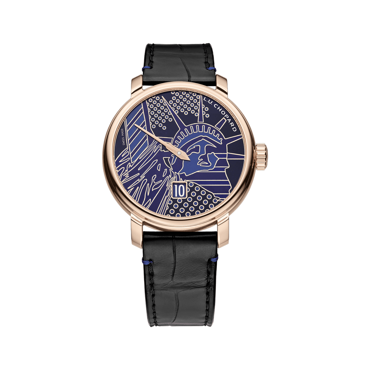 Chopard L.U.C Quattro Spirit 25 Fifth Avenue Edition 40 mm Blue Dial 18k Rose Gold   Leather Strap 161977-5004 - WATCHXNYC