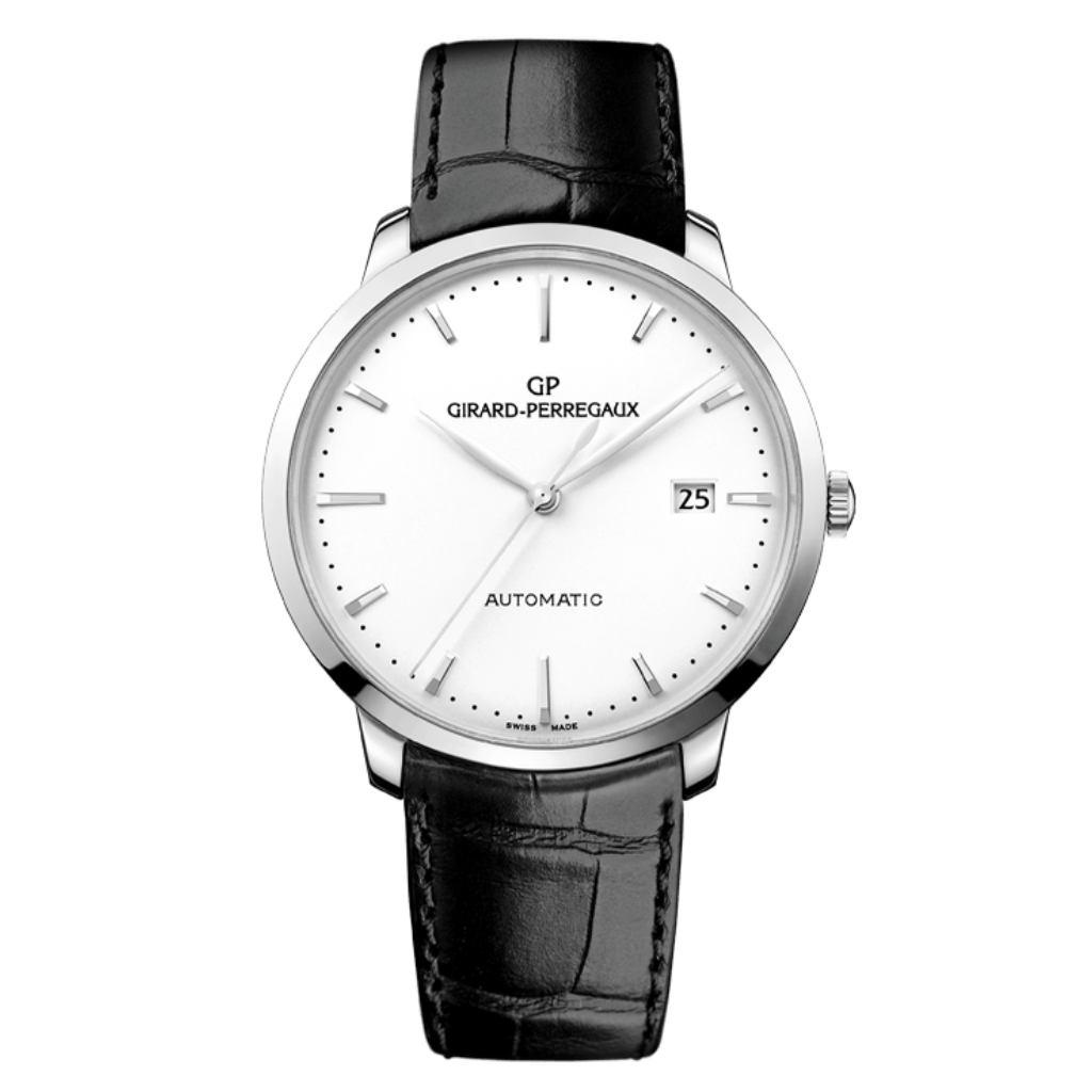 Girard-Perregaux 1966 40 mm Silver Dial Stainless Steel   Leather Strap 49555-11-131-BB60 - WATCHXNYC