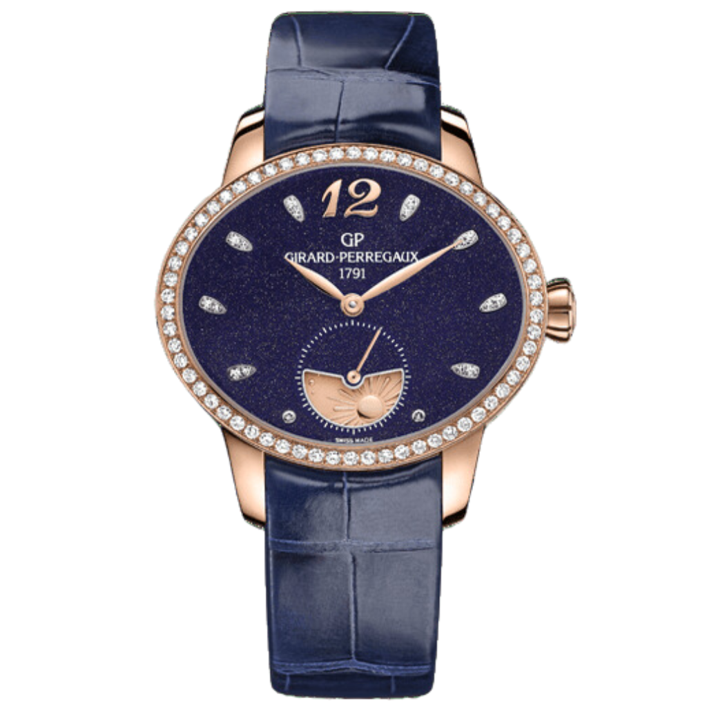 Girard-Perregaux Cat’s Eye Day and Night 35.40 x 30.40 mm Blue Dial 18K Pink Gold   Leather Strap 80488D52A451-CK4A - WATCHXNYC
