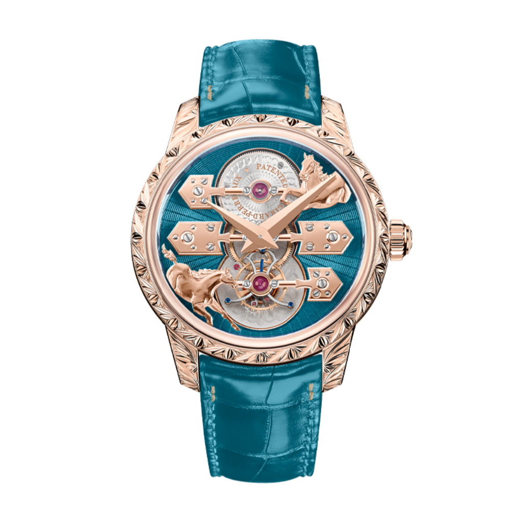 Girard-Perregaux La Esmeralda Tourbillon "A Secret" Eternity Edition 43 mm Transparent Dial 18K Pink Gold   Leather Strap 99274-52-3131-5CC - WATCHXNYC