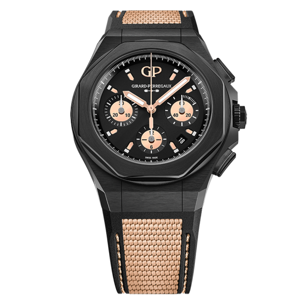 Girard-Perregaux Laureato Absolute Gold Fever  44 mm Black Dial Titanium Pvd Rubber Strap 81060-21-492-FH3A - WATCHXNYC