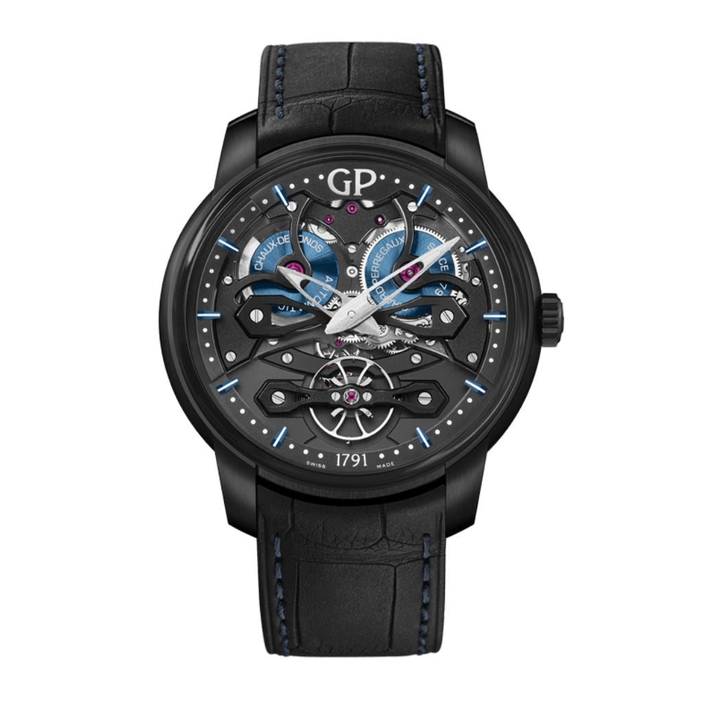 Girard-Perregaux Neo Bridges Earth to Sky Edition 45 mm Transparent Dial Titanium DLC   Leather Strap 84000-21-632-BH6A - WATCHXNYC