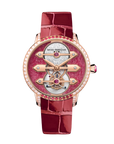 Girard-Perregaux Tourbillon with Three Gold Bridges Ruby Heart 38 mm Transparent Dial with Diamonds 18K Pink Gold   Leather Strap 99242B52CH01-CKHA - WATCHXNYC