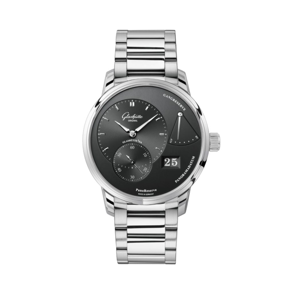 Glashuette Original PanoReserve 40 mm Galvanized Ruthenium Dial Stainless Steel Stainless Steel 1-65-01-23-12-71 - WATCHXNYC