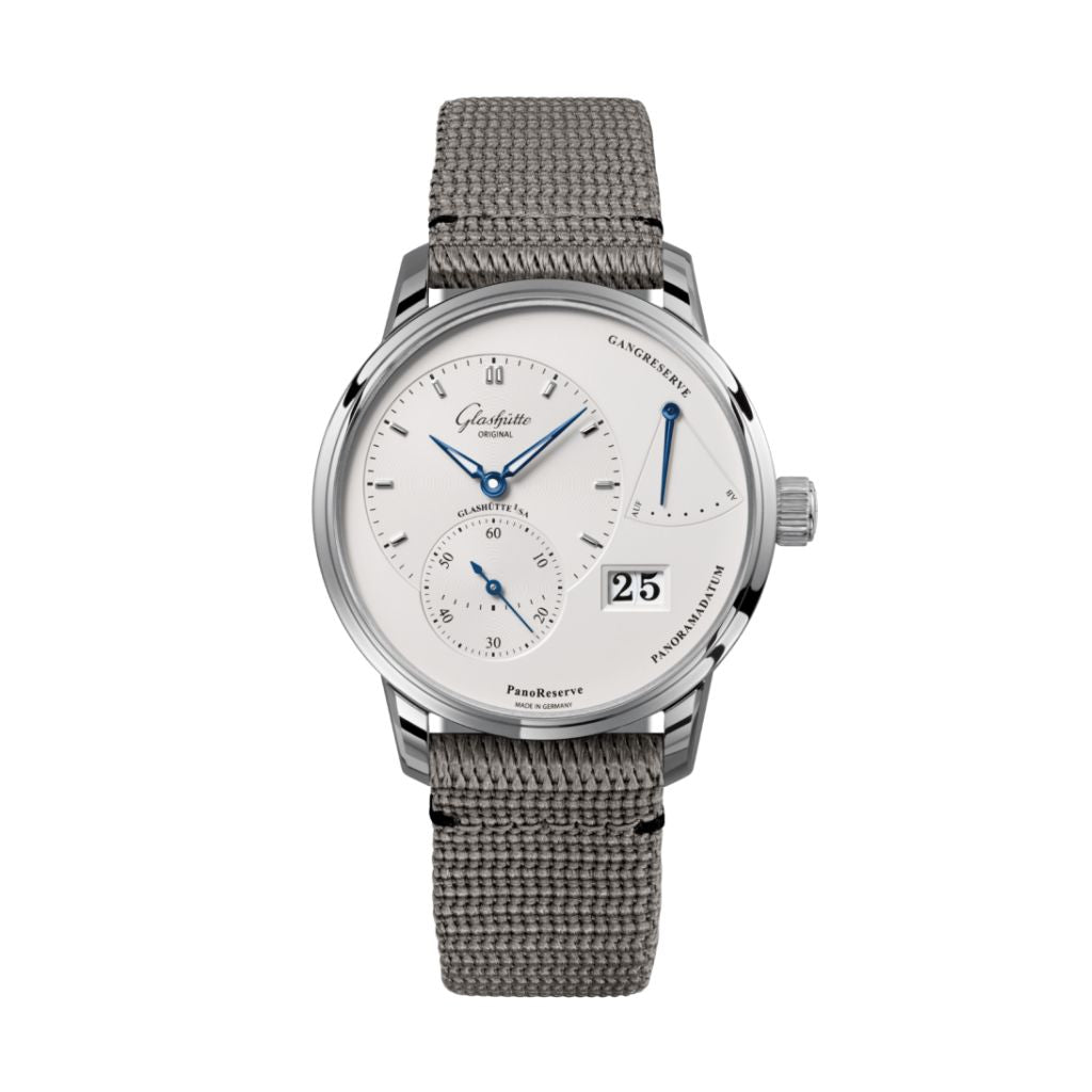 Glashuette Original PanoReserve 40 mm Silver Galvanized Dial Stainless Steel Synthetic 1-65-01-22-12-66 - WATCHXNYC