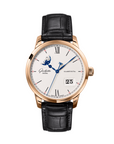 Glashuette Original Senator Excellence Panorama Date Moon Phase 40 mm Silver Dial Red Gold Louisiana   Nubuk Leather Strap, Black 1-36-04-02-05-61 - Wrist Boutique