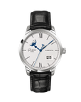Glashuette Original Senator Excellence Panorama Date Moon Phase 40 mm Silver Dial Stainless Steel Louisiana   Leather Strap, Black 1-36-04-01-02-61 - WATCHXNYC