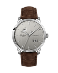 Glashuette Original Senator Excellence Panorama Date Moon Phase 42 mm Silver Dial Stainless Steel Louisiana   Nubuk Leather Strap, Brown 1-36-04-03-02-31 - WATCHXNYC