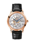 Glashuette Original Senator Manual Winding Skeletonised Edition 42 mm Silver Galvanized Dial Red Gold Louisiana   Leather Strap, Black 1-49-18-01-05-30 - WATCHXNYC