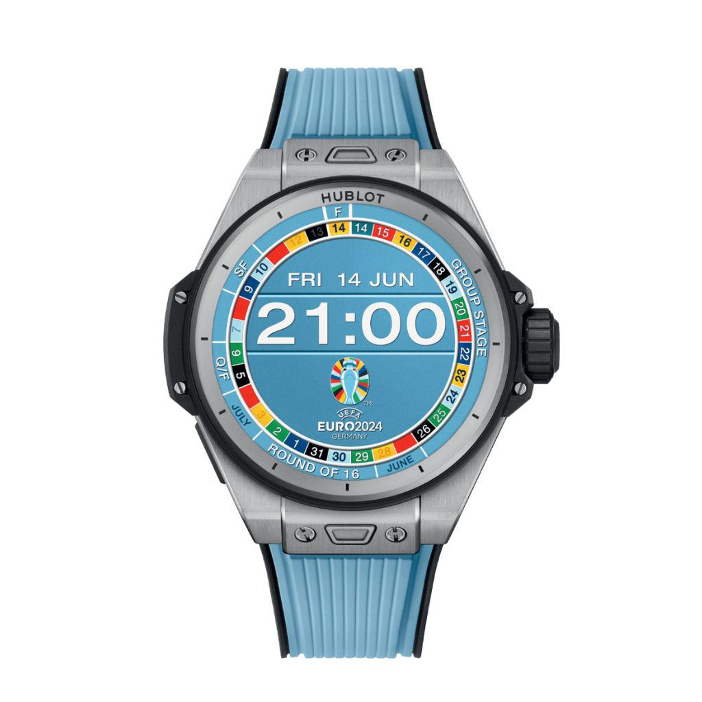 HUBLOT Big Bang e Gen3 UEFA EURO 2024™ 44 mm Blue Dial Polished Titanium Rubber Strap 450.NX.1100.RX.EUR24 - WATCHXNYC