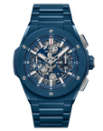 HUBLOT Big Bang Integrated Blue Ceramic 42 mm Transparent Dial Polished Blue Ceramic Bracelet 451.EX.5123.EX - WATCHXNYC