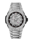 HUBLOT Big Bang Integrated Time Only Titanium Jewellery 40 mm Transparent Dial with Diamonds Polished Titanium Bracelet 456.NX.0170.NX.9804 - Wrist Boutique
