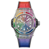 Hublot Big Bang One Click Steel Rainbow 33 mm Diamond Paved Dial Polished Stainless Steel   Leather Strap 485.SX.9900.LR.0999