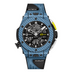 HUBLOT Big Bang Unico Golf Sky Blue Carbon 45 mm Transparent Dial Carbon Fiber and Blue Texalium® Rubber with Leather Strap 416.YE.1120.VR