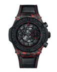 HUBLOT Big Bang Unico Red Carbon Black Diamonds Las Vegas Boutique 44 mm Transparent Dial Matt Red Frosted Carbon   Leather Strap 421.QV.1113.LR.1100.LVB23 - WATCHXNYC