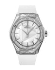 Hublot Classic Fusion Orlinski Titanium White Alternative Pavé 40 mm White Dial with Diamonds Polished Titanium Rubber Strap 550.NS.2200.RW.1804.ORL20 - Wrist Boutique