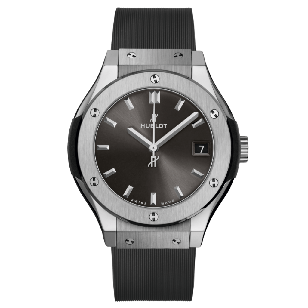 Hublot Classic Fusion Racing Grey Titanium 33 mm Grey Dial Polished Titanium Rubber Strap 581.NX.7071.RX - WATCHXNYC