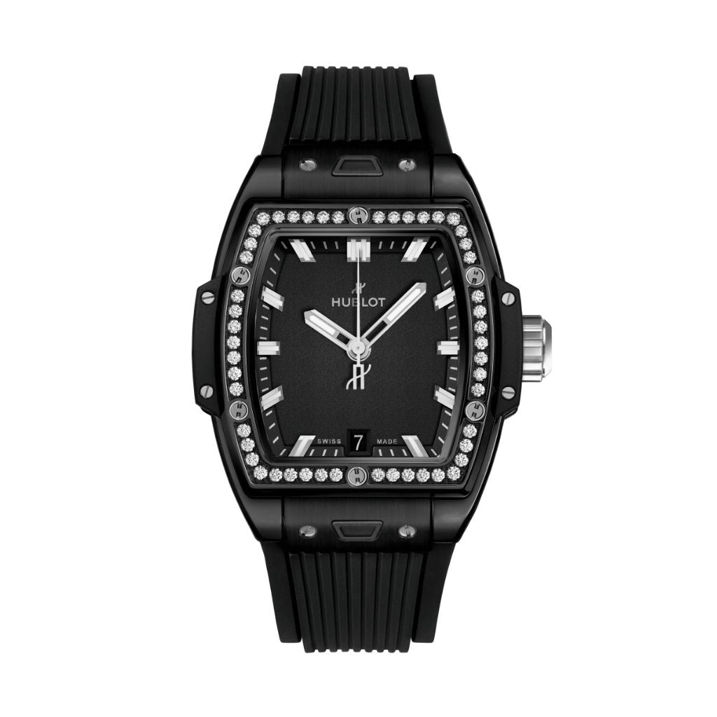 Hublot Spirit of Big Bang Black Magic Diamonds 39 mm Black Dial with Diamonds Polished and Satin-finished Black Ceramic Rubber Strap 662.CX.1170.RX.1204 - Wrist Boutique