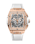 Hublot Spirit of Big Bang King Gold White Diamonds 42 mm Transparent Dial with Diamonds Polished 18K King Gold Rubber Strap 642.OE.2010.RW.1204 - WATCHXNYC