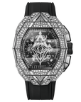 HUBLOT Spirit of Big Bang Sang Bleu Titanium Pavé 42 mm Transparent Dial with Diamonds Polished Titanium Rubber Strap 648.NX.0107.RX.1604.MXM23 - Wrist Boutique