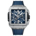 HUBLOT Square Bang Unico Titanium Blue 42 mm Transparent Dial Polished Titanium Rubber Strap 821.NX.5170.RX