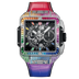 HUBLOT Square Bang Unico Titanium Rainbow 42 mm Transparent Dial with Diamonds Polished Titanium Rubber with Leather Strap 821.NX.0117.LR.0999