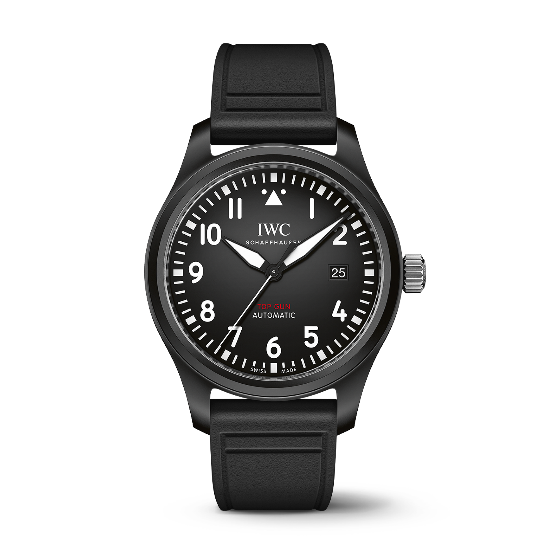 IWC Schaffhausen Pilot’s Watch Automatic TOP GUN 41 mm Black Dial Ceramic  Black Rubber Strap IW326906 - WATCHXNYC