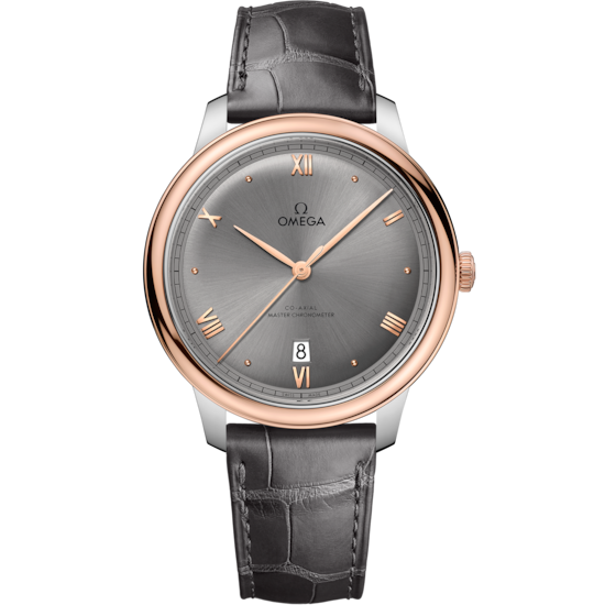 Omega De Ville Prestige 40 mm Grey Dial Stainless Steel and Sedna™ 18k Rose Gold Strap 434.23.40.20.06.001 - WATCHXNYC