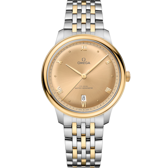 Omega De Ville Prestige 40 mm Yellow Dial Stainless Steel and 18k Yellow Gold Bracelet 434.20.40.20.08.001 - WATCHXNYC