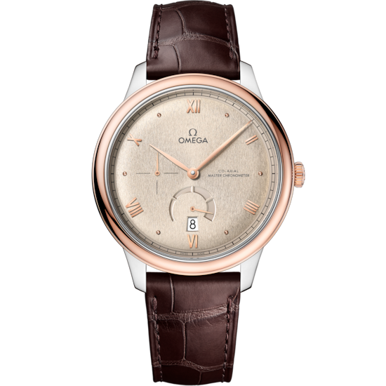 Omega De Ville Prestige 41 mm Linen Dial Stainless Steel and Sedna™ 18k Rose Gold Strap 434.23.41.21.09.001 - WATCHXNYC