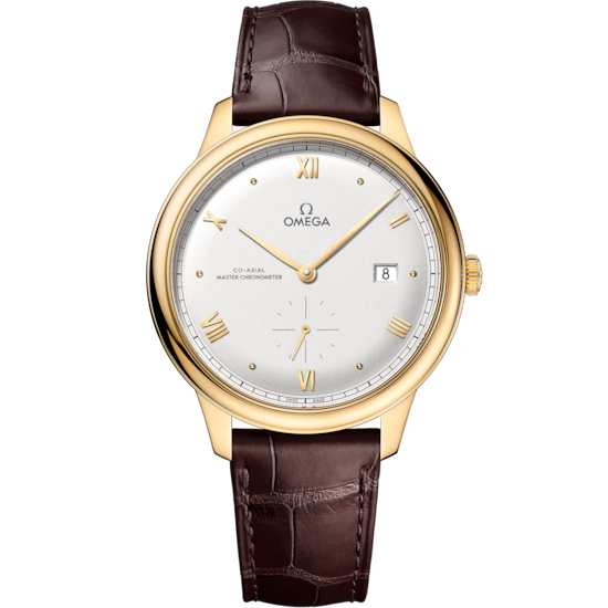 Omega De Ville Prestige 41 mm Silver Dial 18k Yellow Gold Strap 434.53.41.20.02.001 - WATCHXNYC