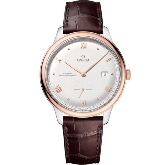 Omega De Ville Prestige 41 mm Silver Dial Stainless Steel and Sedna™ 18k Rose Gold Strap 434.23.41.20.02.001 - WATCHXNYC
