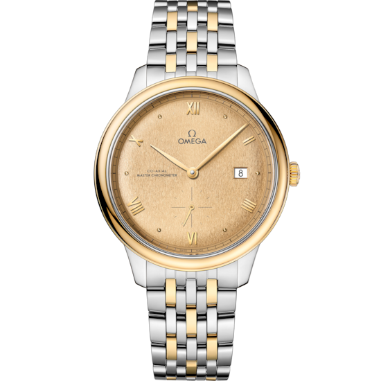 Omega De Ville Prestige 41 mm Yellow Dial Stainless Steel and 18k Yellow Gold Bracelet 434.20.41.20.08.001 - WATCHXNYC