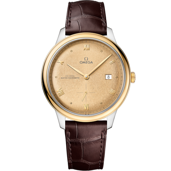 Omega De Ville Prestige 41 mm Yellow Dial Stainless Steel and 18k Yellow Gold Strap 434.23.41.20.08.001 - WATCHXNYC