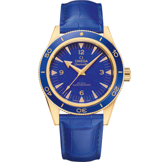 Omega Seamaster 300 41 mm Blue Dial 18k Yellow Gold Strap 234.63.41.21.99.002 - WATCHXNYC