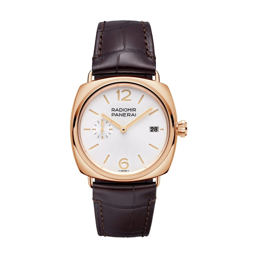 Panerai Radiomir Quaranta Goldtech™ 40 mm White Dial Polished Panerai Goldtech™   Leather Strap PAM01026 - WATCHXNYC