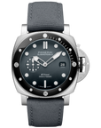 Panerai Submersible QuarantaQuattro Grigio Roccia 44 mm Black Dial Brushed Steel Recycled PET Grey Strap PAM01288 - WATCHXNYC
