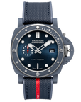 Panerai Submersible QuarantaQuattro Luna Rossa Ti-Ceramitech™ 44 mm Blue Dial  Ti-Ceramitech Bi-Material Rubber/Textile Luna Rossa Blue Strap PAM01466 - Wrist Boutique