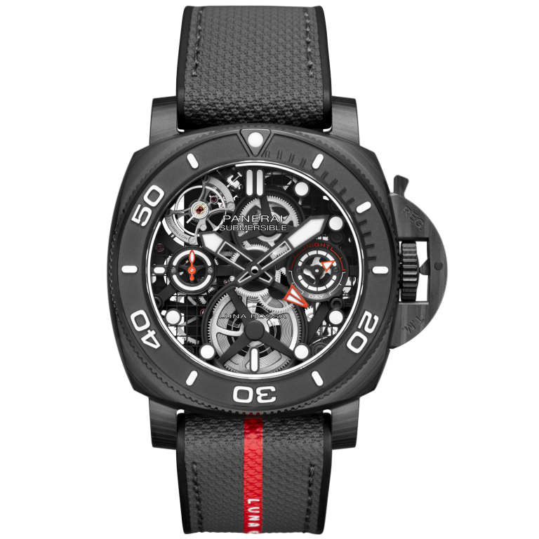 Panerai Submersible Tourbillon GMT Luna Rossa Experience Edition 45 mm Transparent Dial Carbotech Bi-Material Grey Luna Rossa Strap PAM01405 - Wrist Boutique