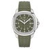 Patek Philippe  Aquanaut 38.8 mm Khaki Green Dial with Diamonds Stainless Steel Rubber Strap 5267/200A-011