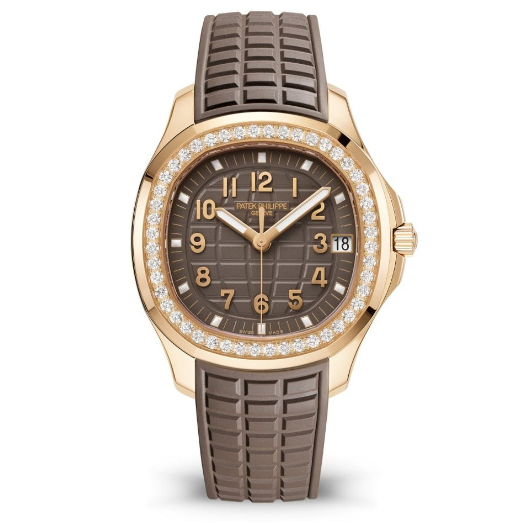 Patek Philippe Aquanaut Luce Brown Dial Rose Gold &amp; Diamond Case Leather Strap 38.8mm - WATCHXNYC