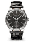 Patek Philippe Calatrava Gray Satin Dial White Gold Case   Leather Black Leather 39mm 6119G-001 - WATCHXNYC