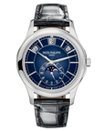 Patek Philippe Complications 40 mm Blue Dial 18K White Gold   Leather Strap 5205G-013 - WATCHXNYC