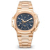 Patek Philippe Flyback Chronograph Travel Time Sunburst  Blue & Gold Dial Rose Gold Case/Bracelet 40.5mm 5990-1R-001