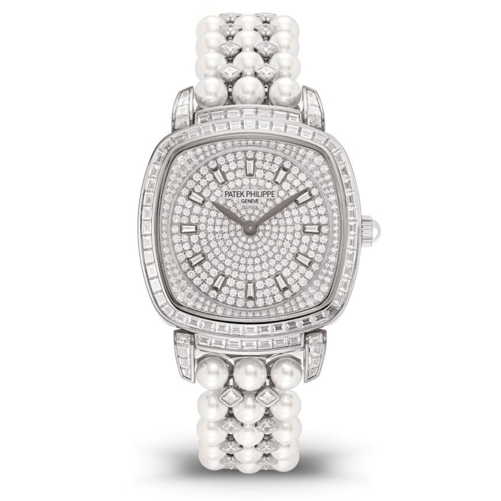 Patek Philippe Gondolo Haute Joaillerie Pavé 251 Diamond Dial White Gold &amp; Diamond Case Pearl Bracelet 31/34.8mm 7042-100G-010 - WATCHXNYC